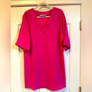 Trina Turk Vibrant Pink V-Neck Blouse